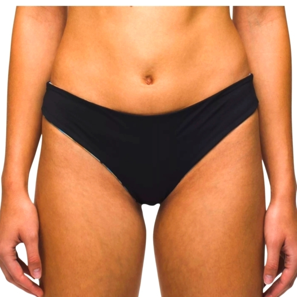 Prana Reversible Black & Multicolored Bikini Bottoms Size L NWT